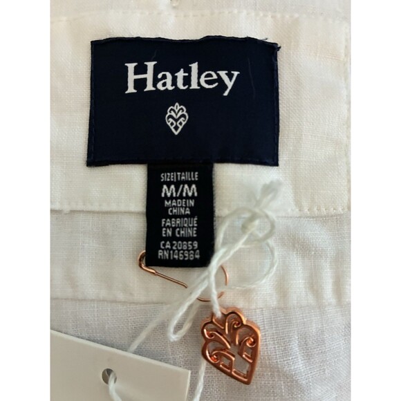 NEW Hatley Linen Cropped Jacket Light Weight White Classic Straight Fit Medium - Picture 6 of 6